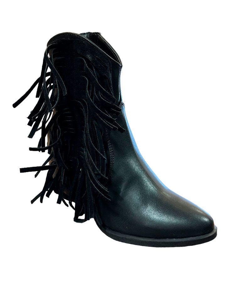 Botín vaquero Giselle color negro con barbas