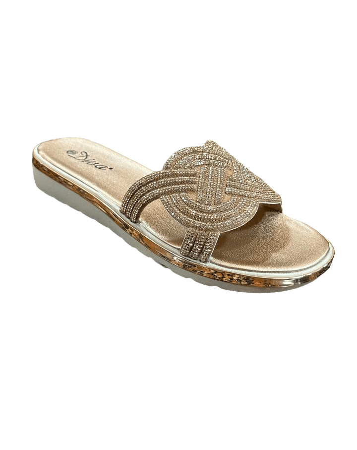 Sandalia con brillos oro rosado Miroslava
