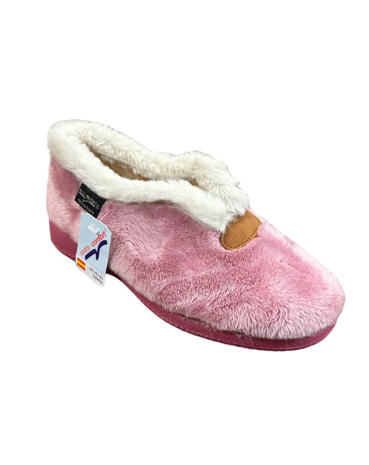 Pantufla cerrada de peluche color rosa Peña Blanca