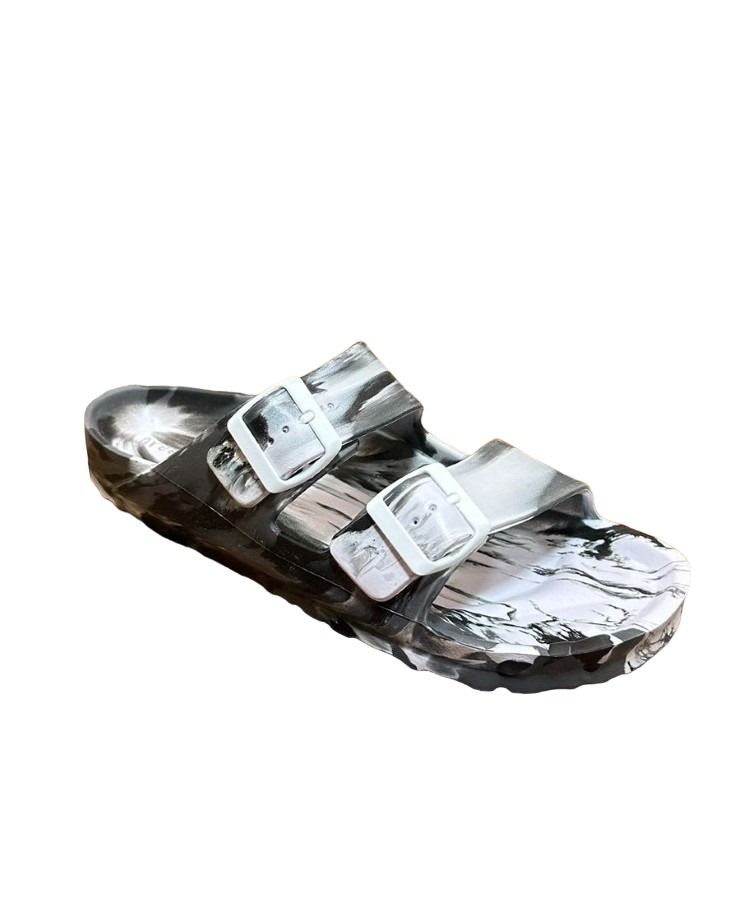 Sandalia doble hebilla Playamar color negro y blanco