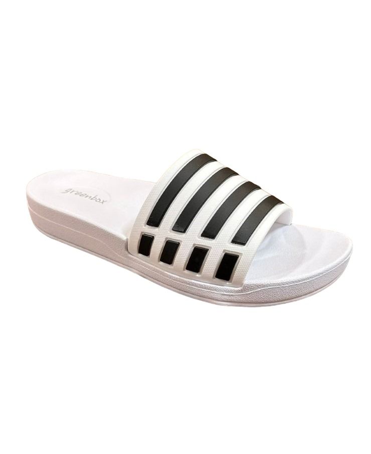 Sandalia Elega sport color blanco con franjas negras